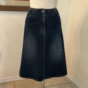 Live a Little Distressed Dark Blue Denim Skirt Size 10